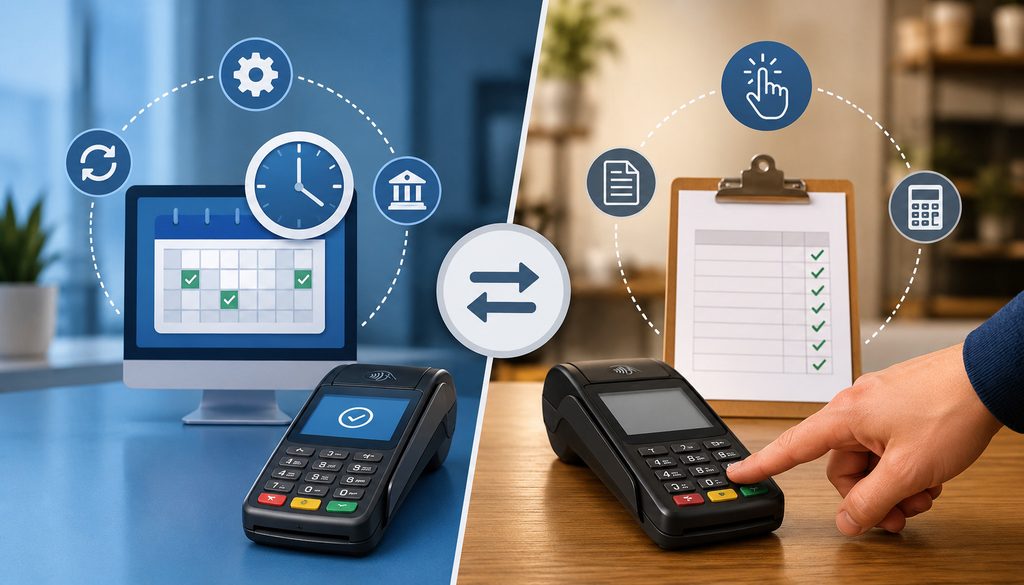 Automatic vs manual payment batch close process
